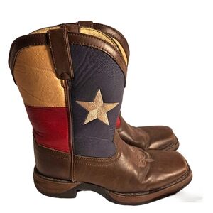 Lil Durango Kids Youth Texas Flag Western Square Toe Boots Rubber Soles Size 5